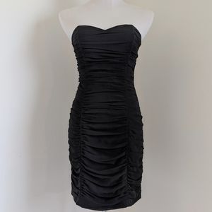 Ruched Black Mini Dress